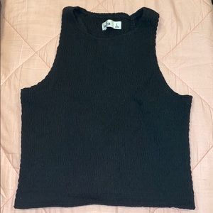 Black ruched cropped tank top